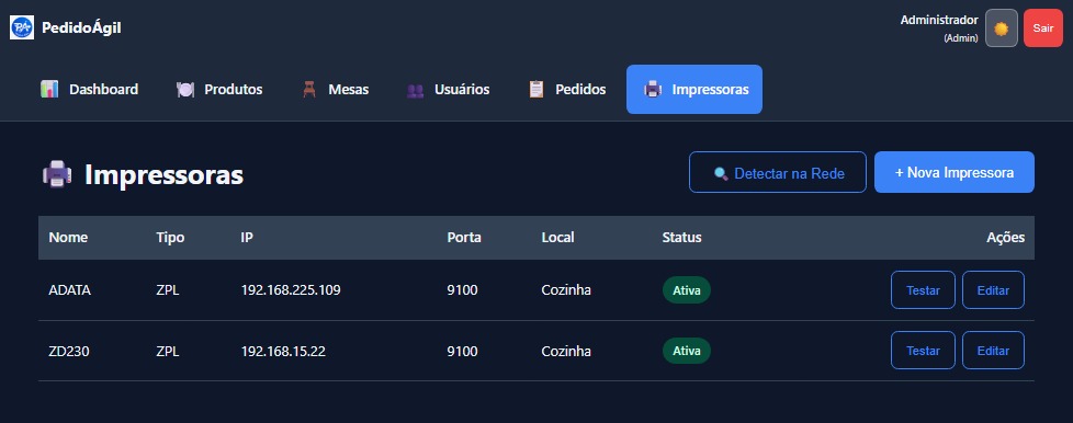 Configuração de impressoras na rede para comandas